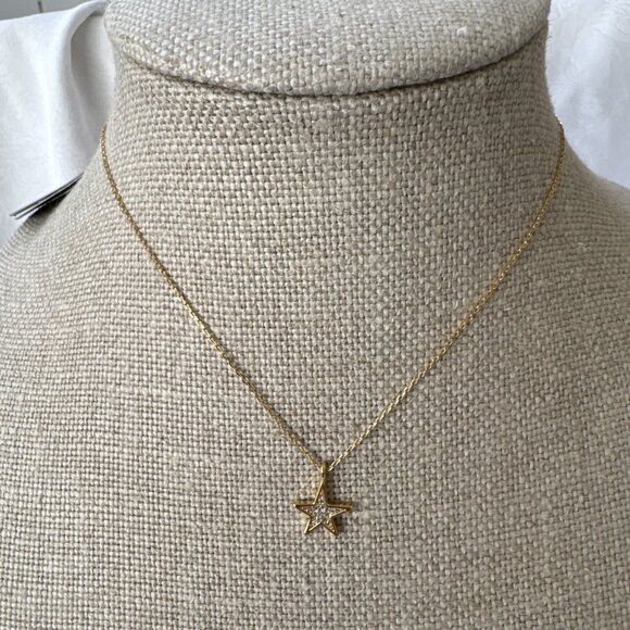 Kate Spade Gold Tone CZ Crystal Star Pendant Necklace Chic Fashion Trendy Style - Picture 3 of 14